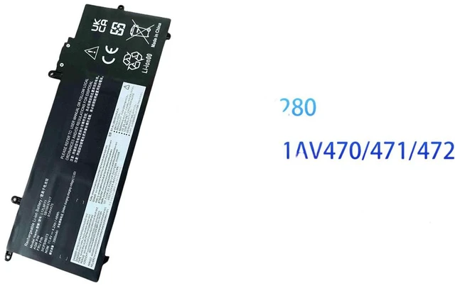 Main image of Laptop Battery for Lenovo ThinkPad X280 L17L6P71 01AV470 01AV471 01AV472 11.4V 48Wh Li-ion High Capacity, 2-Year Warranty