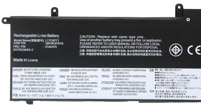Alt view image 2 of 3 - Battery for Lenovo ThinkPad X280 L17C6P72 L17L6P71 TP00093A 01AV470 11.4V 48Wh High Capacity