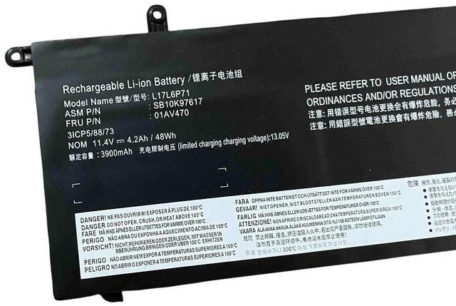 Alt view image 3 of 3 - Laptop Battery for Lenovo ThinkPad X280 L17L6P71 01AV470 01AV471 01AV472 11.4V 48Wh Li-ion High Capacity, 2-Year Warranty