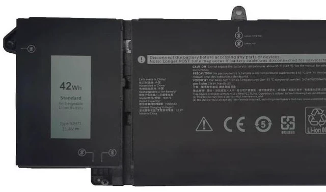 Alt view image 2 of 3 - Battery for Dell Latitude 5320 7520 7320 7420 9JM71 7FMXV 42Wh 11.4V Li-ion High Capacity, 1-Year Warranty