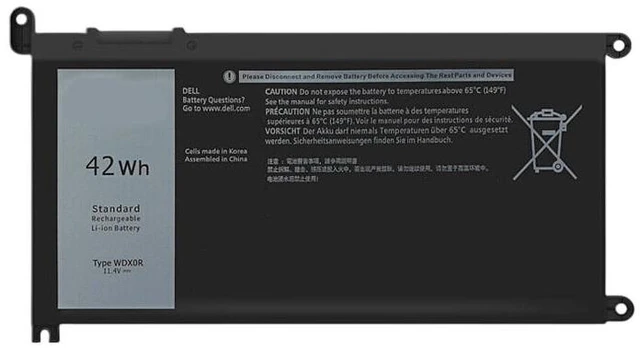Main image of Battery for Dell Inspiron 5368 5378 5468 5567 7368 7460 7560 7572 15.2V 42Wh WDXOR Compatible High Capacity, 12-Month Warranty
