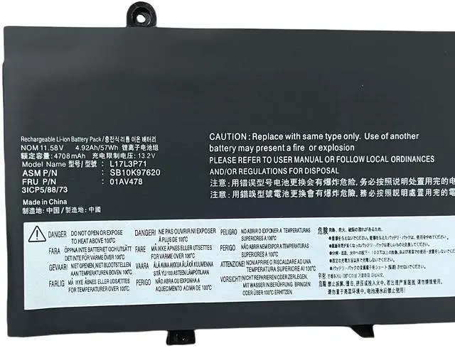 Alt view image 3 of 3 - 14.4V 57Wh L17M3P72 L17L3P71 Battery for Lenovo ThinkPad T480S, 01AV478 Compatible, High Capacity Li-ion Laptop Battery with 2-Year Warranty