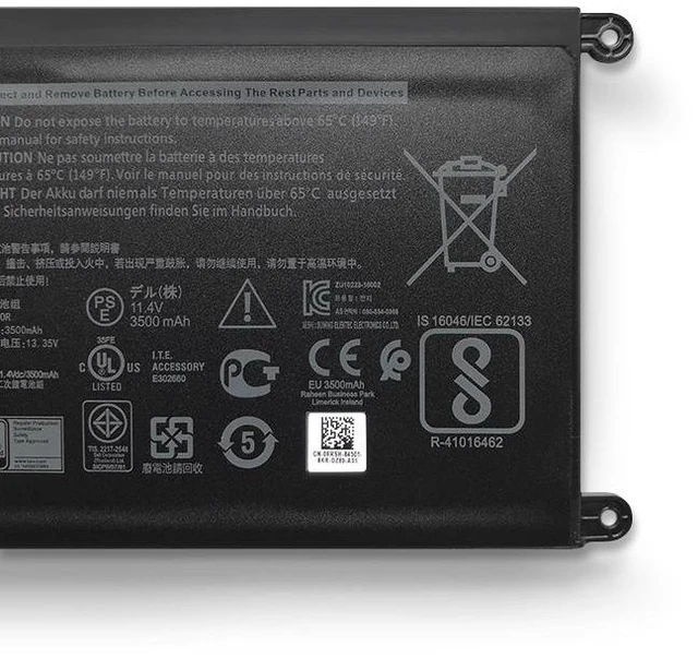 Alt view image 3 of 5 - Battery for Dell Inspiron 5368 5378 5468 5567 7368 7460 7560 7572 15.2V 42Wh WDXOR Compatible High Capacity, 12-Month Warranty