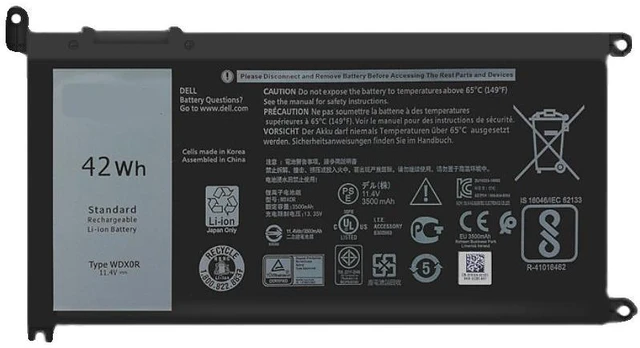 Alt view image 5 of 5 - Battery for Dell Inspiron 5368 5378 5468 5567 7368 7460 7560 7572 15.2V 42Wh WDXOR Compatible High Capacity, 12-Month Warranty