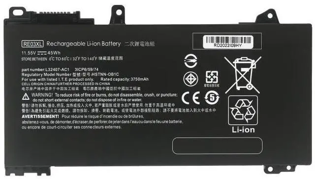 Alt view image 5 of 5 - Battery for HP ZHAN 66 Pro A 15 14 G2/G3, 13 G2 RE03XL 11.55V 41.7Wh, Compatible with L32656-005, L32407-2C1, 3-Cell Li-ion, 12-Month Warranty ProBook 430 G6 445 G6 455R G6 450 G7