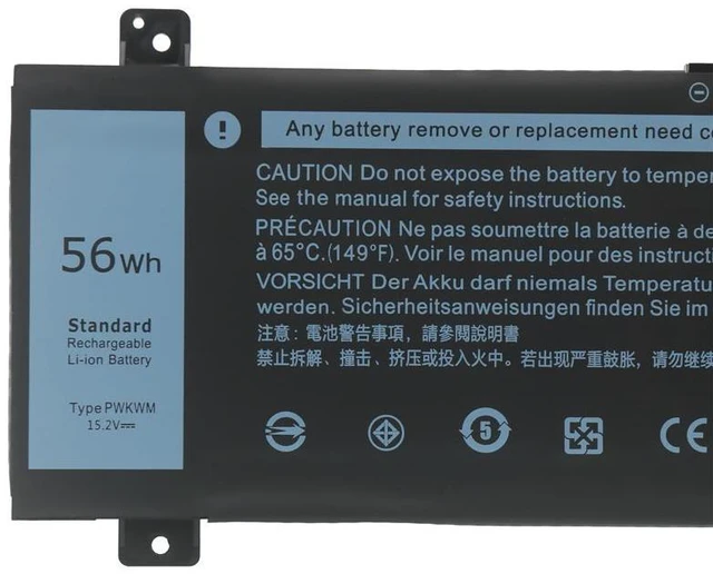 Alt view image 3 of 5 - Laptop Battery for Dell Inspiron 14 7466 7467 7567 Gaming P78G PWKWM 11.4V 74Wh High Capacity, Fast Shipping, 12-Month Warranty