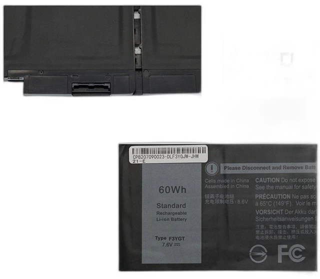 Alt view image 2 of 5 - Battery for Dell Latitude E7000 7280 E7380 E7480 DJ1J0 F3YGT 11.4V 60Wh 4-Cell Li-ion High Capacity, Fast Shipping, 12-Month Warranty