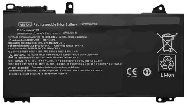 Main image of RE03XL 45Wh Replacement Battery for HP ProBook 430/440/445/450 G6/G7 & ZHAN 66 Pro 13/14/15 G2/G3 Series 11.55V Liion Laptop Battery (2Year Warranty)