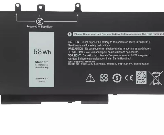 Alt view image 2 of 5 - Battery for Dell Latitude 5280 5285 5290 5480 5490 P27S GJKNX 93FTF 11.4V 60Wh, Compatible with 0GJKNX 093FTF, 1-Year Warranty