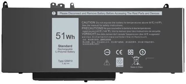 Alt view image 5 of 5 - Battery for Dell Latitude P48G 3350 3160 E5450 E5550 RYXXH G5M10 11.4V 42Wh, High Capacity, 1-Year Warranty