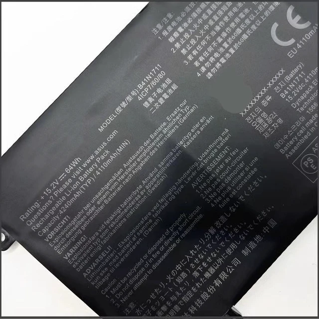 Alt view image 2 of 5 - Laptop Battery for ASUS S7A S7AM ZX63V FX63V FZ63V FZ63VD FZ63VM, 11.4V 48Wh, Compatible with B41N1711, High Capacity 2-Year Warranty