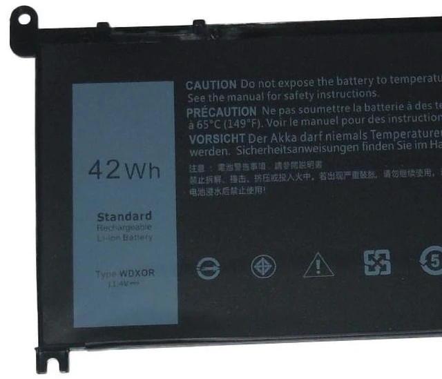Alt view image 3 of 5 - Battery for Dell Inspiron 15 5568 7560 7580, 14 5468 7460 7472, Vostro 15 5568, 11.4V 42Wh WDXOR, WDX0R, Compatible with 0WDXOR, 451-BBHV, 451-BBHY, 1 Year Warranty