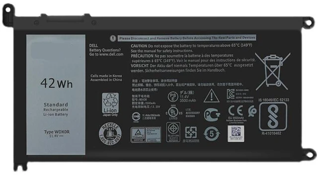Alt view image 5 of 5 - Battery for Dell Latitude 3480 3490 3488 P79G P89G P79G001 WDXOR - 11.4V 42Wh 3-Cell Li-ion, Compatible with 0WDXOR, 451-BBHV, 492-BBHV, 492-BBCF, 0F3Y0F, 0C6RH3 - 2-Year Warranty