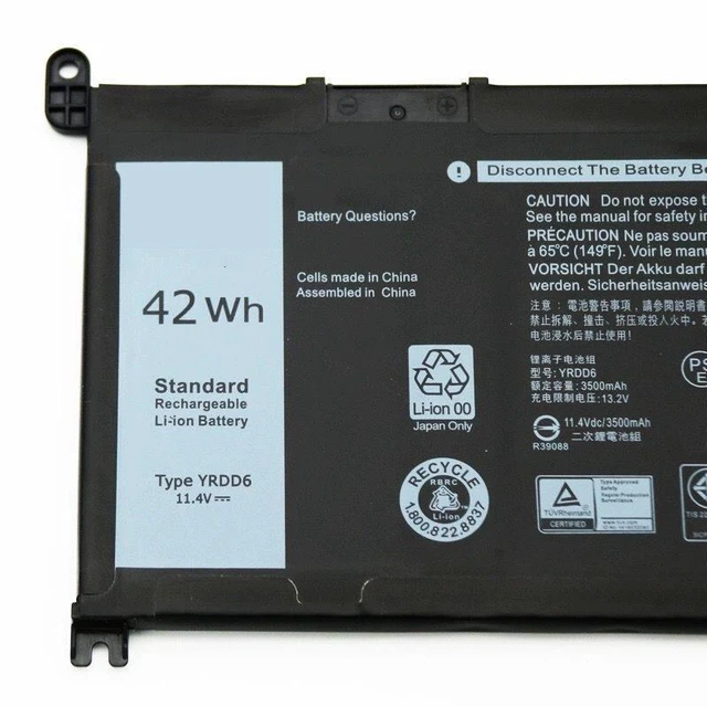 Alt view image 2 of 5 - Replacement Battery for Dell P90F 3400 5480 5482 5488 5493 5580 5593 YRDD6 11.4V 42Wh High Capacity Compatible Laptop Battery with 12-Month Warranty