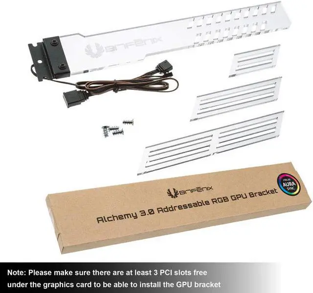 Alt view image 5 of 7 - Bitfenix Alchemy 3.0 Addressable RGB GPU Bracket, crystal clear acrylic, Daisy chained and synchronized BFA-GPUBKT-ADDG1-RP