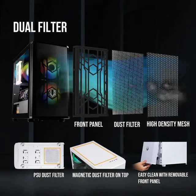 Alt view image 6 of 8 - BitFenix Nova Mesh mATX (Micro ATX, Mini ITX) PC Gaming Case ARGB Edition Black, 3 x ARGB Fans Pre-Installed, 240mm AIO Support at Top, GPU Length Support Up To 345mm