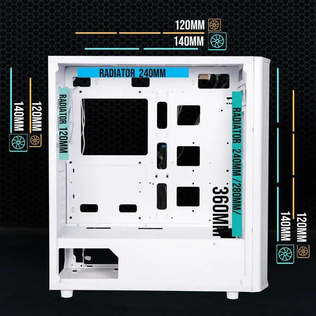 BitFenix CETO High AirFlow PC Gaming Case White-Panoramic Tempered Glass–Reverse Connection Motherboard Compatible–4xInfinity Mirroring ARGB Fans(3x Reverse)-360mm AIO/GPU 410mm Support BitFenix CETO High AirFlow PC Gaming Case White-Panoramic Tempered Glass–Reverse Connection Motherboard Compatible–4xInfinity Mirroring ARGB Fans(3x Reverse)-360mm AIO/GPU 410mm Support