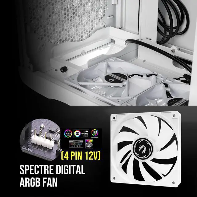 BitFenix Spectre Digital ARGB (3 pin 5V) PC Gaming Silent Fan – 120mm ...
