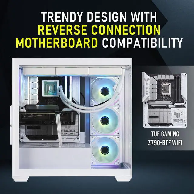 Alt view image 5 of 8 - BitFenix CETO High Airflow PC Gaming Case Black-Panoramic Tempered Glass Reverse Connection Motherboard Compatible4xInfinity Mirroring ARGB Fans(3X Reverse)-360mm AIO/GPU 410mm Support