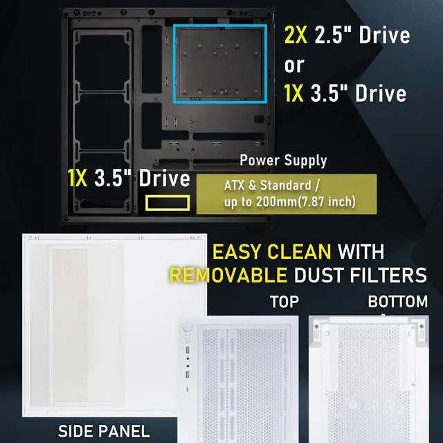 Alt view image 7 of 7 - BitFenix CETO High AirFlow PC Gaming Case White-Panoramic Tempered GlassReverse Connection Motherboard Compatible4xInfinity Mirroring ARGB Fans(3x Reverse) Pre-installed.