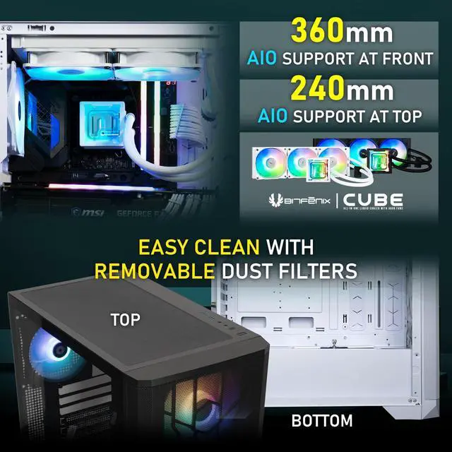 Alt view image 5 of 7 - BitFenix NOVA MESH SE TG ARGB Edition Case, White Body/White Mesh, Tempered Glass Side Panel, ATX/Micro ATX/Mini ITX Form Factor, 4 x 3 pin 5V ARGB Fans Pre-installed, BFC-NSE-300-WWGKW-4A