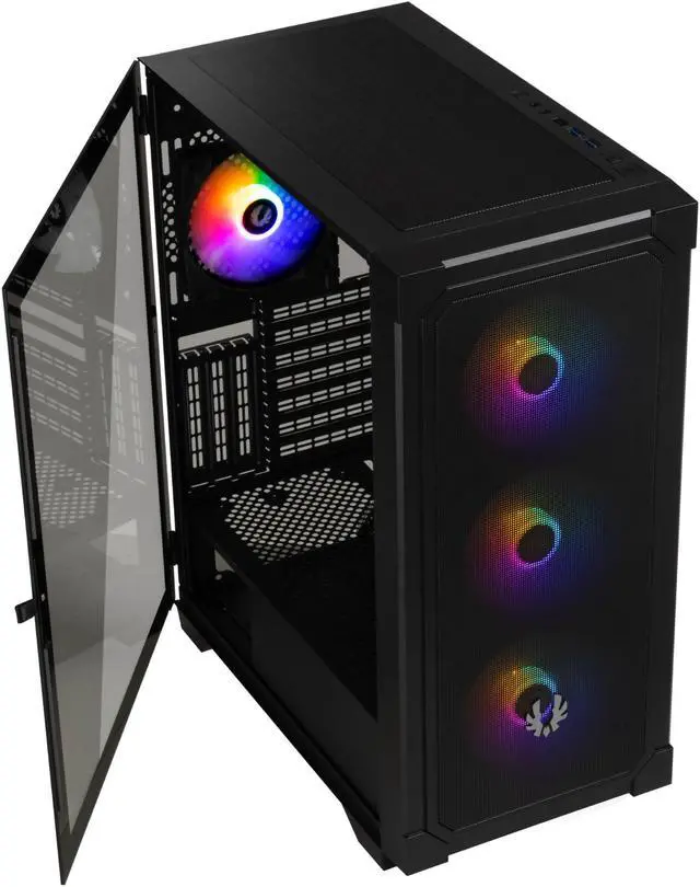 BitFenix Graph Mesh 4 ARGB Fans, High Airflow PC Gaming Case Black