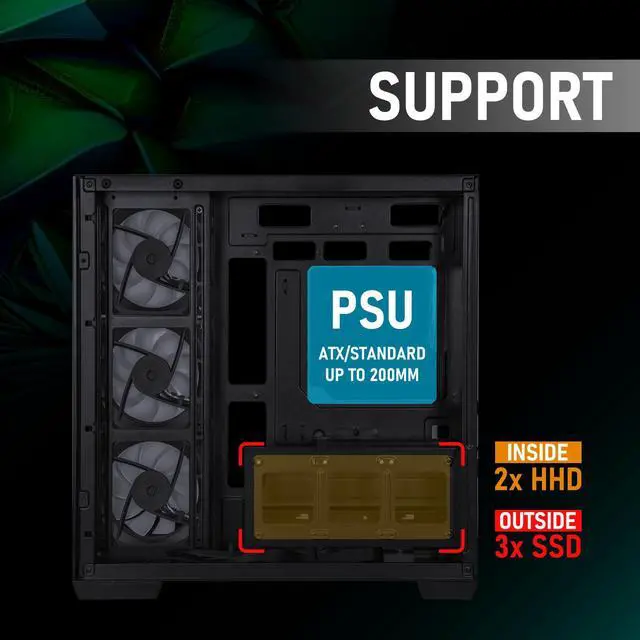 Alt view image 6 of 7 - BitFenix T10 Dual Chamber PC Gaming Case Black 4ARGB