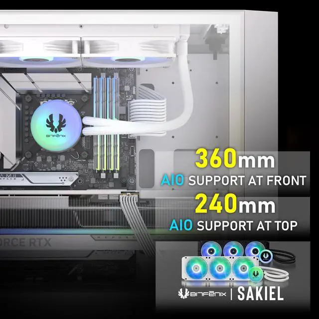 Alt view image 5 of 7 - BitFenix Fang Mesh 4 ARGB Fans, High Airflow PC Gaming Case White, GPU Support 360mm, 240 Top/360 Front AIO Support, 4+4 Controller (LED/PWM System) Temper Glass Aura SYNC/Mystic Light/RGB Fusion 2.0