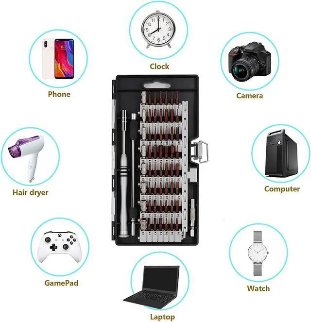 Alt view image 7 of 7 - Aigrous Precision Screwdriver Kit, 60 in 1 with 56 Bits Screwdriver Set,Magnetic Driver Kit with Flexible Shaft, Extension Rod for Mobile Phone, Smartphone, Game Console, Tablet, PC,Black
