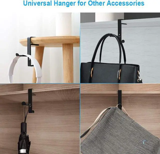 Alt view image 7 of 7 - Headset Hook Holder Headphone Hanger, Aigrous Universal PC Gaming Headset Hanger Mount Earphone Stand Adjustable Desk Clamp USB Cable Earbuds Hook Organizer for Apple Watch Headphone