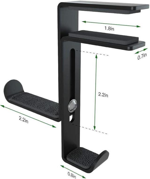 Stand Up Desk Store Clamp-On Under Desk Headphone Hanger, Backpack Hook,  and Purse Holder - Black