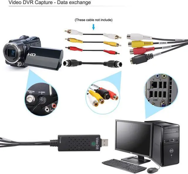 Alt view image 3 of 7 - USB 2.0 Audio/Video Converter Video Capture Adapter - Digitize and Edit Video from Any Analog Source Including VCR, VHS, DVD