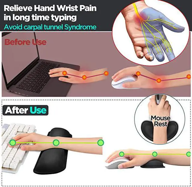Alt view image 4 of 5 - Aigrous Enlarge Gel Memory Foam Set Keyboard Wrist Rest Pad, Mouse Wrist Cushion Support for Office, Computer, Laptop, Mac, Comfortable, Lightweight for Easy Typing Pain Relief