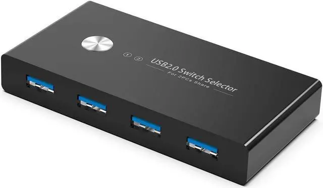 Main image of Aigrous USB Switch Selector 2 Computers Sharing 4 USB Devices USB 2.0 Peripheral Switcher Box Hub,KVM Switcher Box  for Mouse, Keyboard, Scanner, Printer, PCs with One-Button Swapping