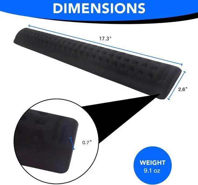 Alt view image 6 of 6 - Aigrous Memory Foam Keyboard Wrist Rest Pad with Anti-Slip Base, Cushion Support and Ergonomic Design, Pain Relief for Office, Gaming, Computer, Laptop Typing