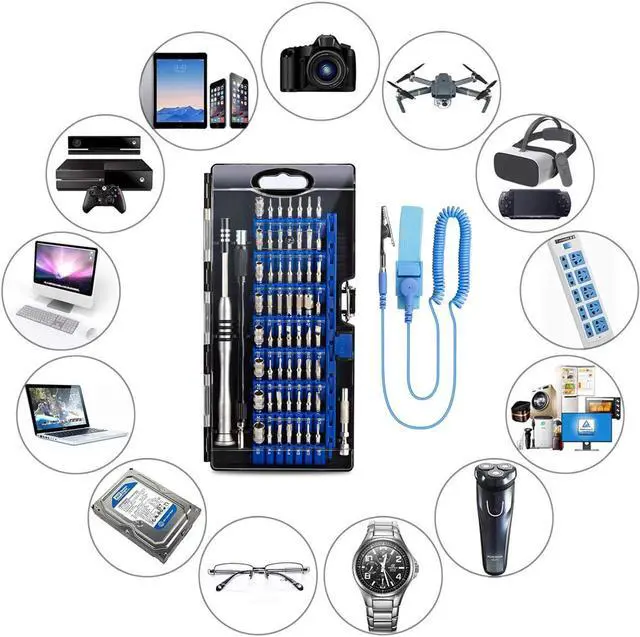 Alt view image 5 of 7 - Aigrous Screwdriver Set for Computer, PC,Phone,iPhone,MacBook,61 in 1 with 56 Bits Screwdriver Kit, Repair Tool Kit with Anti-Static Wrist Strap