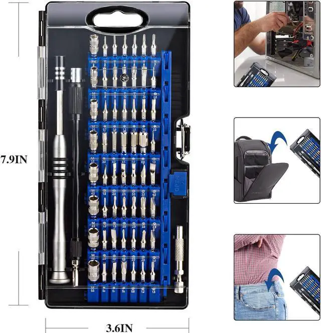 Alt view image 7 of 7 - Aigrous Screwdriver Set for Computer, PC,Phone,iPhone,MacBook,61 in 1 with 56 Bits Screwdriver Kit, Repair Tool Kit with Anti-Static Wrist Strap