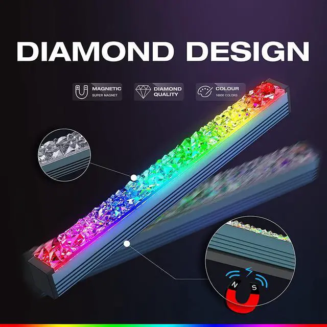 Alt view image 4 of 7 - 2-Pack Acrylic ARGB LED Strip for PC with 5V 3-pin ARGB LED and 4-pin Header, Compatible with Aura SYNC, Gigabyte RGB Fusion, MSI Mystic Light Sync(5.5inch)