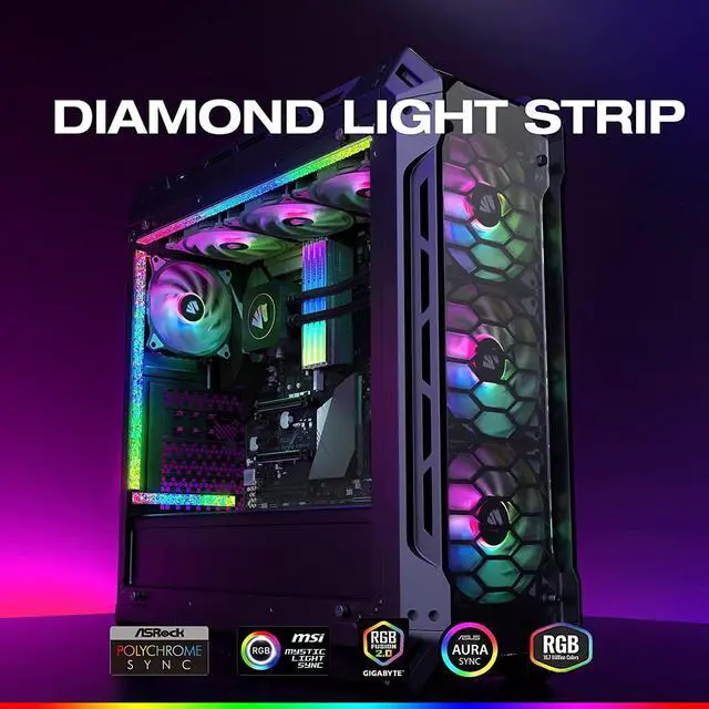 Alt view image 5 of 7 - 2-Pack Acrylic ARGB LED Strip for PC with 5V 3-pin ARGB LED and 4-pin Header, Compatible with Aura SYNC, Gigabyte RGB Fusion, MSI Mystic Light Sync(5.5inch)