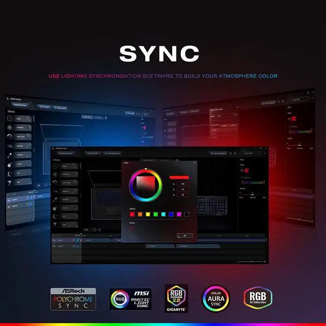 Alt view image 7 of 7 - 2-Pack Acrylic ARGB LED Strip for PC with 5V 3-pin ARGB LED and 4-pin Header, Compatible with Aura SYNC, Gigabyte RGB Fusion, MSI Mystic Light Sync(5.5inch)