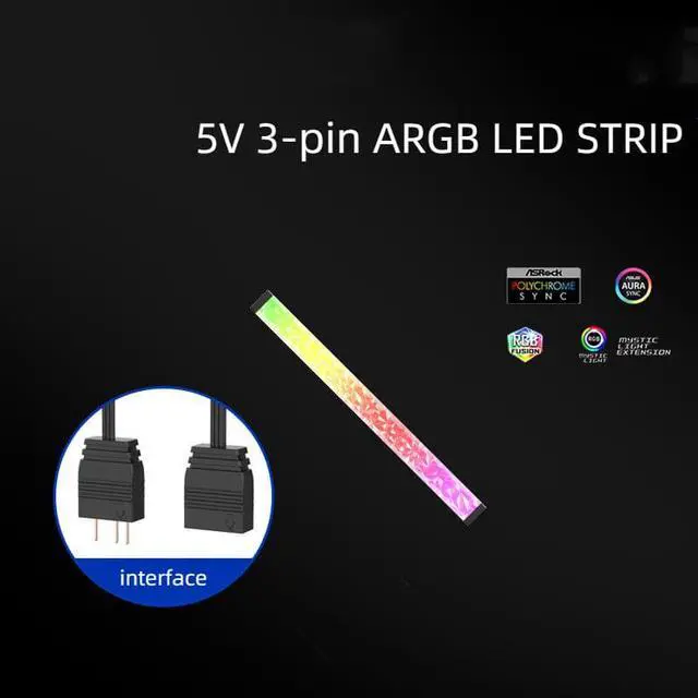 Alt view image 2 of 7 - 2-Pack Acrylic ARGB LED Strip for PC with 5V 3-pin ARGB LED and 4-pin Header, Compatible with Aura SYNC, Gigabyte RGB Fusion, MSI Mystic Light Sync(5.5inch)