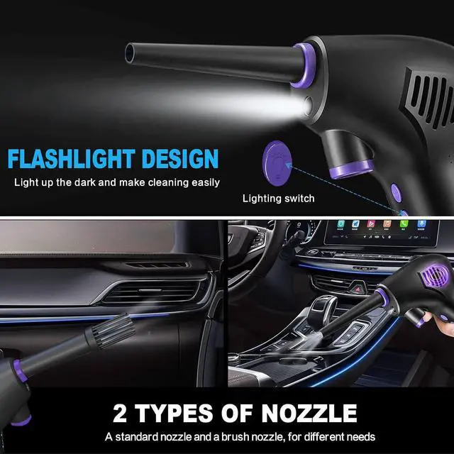 Alt view image 3 of 7 - Air Duster, Aigrous Electric Wireless Air Duster Keyboard Clearer with 15000mAH Rechargeable Batter Powerful 36000RPM, Alternative to Compressed Air Can for Computers Cleaning, USB-C Fast Charging