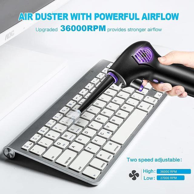 Electric Dust Blower, Air Duster Keyboard Vacuum Cleaner with LED Light,  15000 Capacity, Powerful 36000 RPM, USB-C Quick Charge, for Cleaning  Laptop