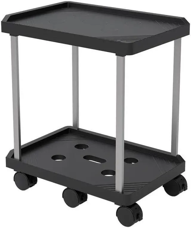 Main image of Aigrous Computer Tower Stand, 2-Tier ATX-Case CPU Holder Cart Under Desk Mobile PC Laptop Standing Table Home Office Gaming Accessories w/ Rolling Wheels