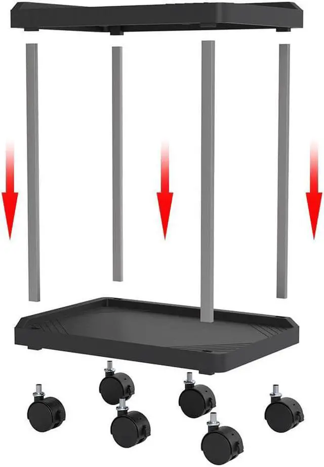 Alt view image 4 of 6 - Aigrous Computer Tower Stand, 2-Tier ATX-Case CPU Holder Cart Under Desk Mobile PC Laptop Standing Table Home Office Gaming Accessories w/ Rolling Wheels