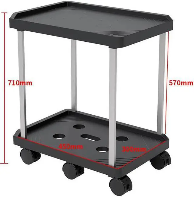 Alt view image 6 of 6 - Aigrous Computer Tower Stand, 2-Tier ATX-Case CPU Holder Cart Under Desk Mobile PC Laptop Standing Table Home Office Gaming Accessories w/ Rolling Wheels