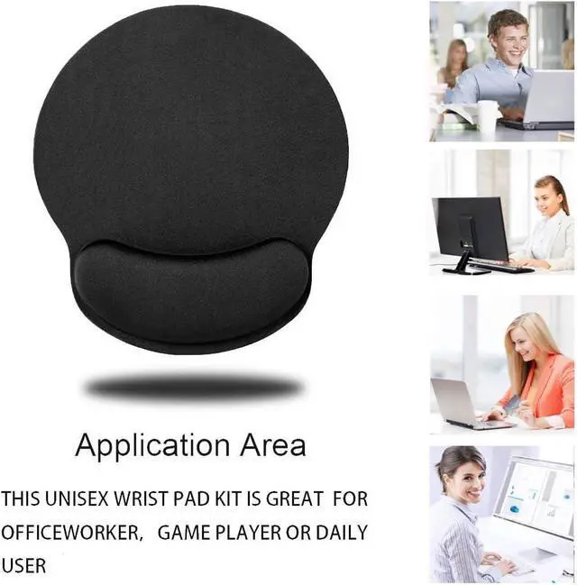 Alt view image 6 of 6 - Ergonomic Mouse Pad with Wrist Support Gel Mouse Pad with Wrist Rest, Easy Typing Pain Relief Mousepad with Non-Slip Rubber Base for Computer, Laptop, Home Office, Black
