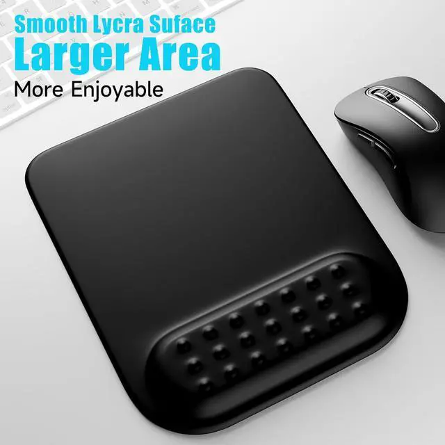 Alt view image 5 of 7 - Black Ergonomic Mouse Pad with Wrist Rest Support,Premium Memory Foam Cushioning for Pain Relief, Non-Slip PU Base for Stable Smooth Control - Perfect for Laptop, Computer, and Home Office