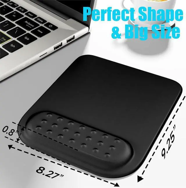 Alt view image 4 of 7 - Black Ergonomic Mouse Pad with Wrist Rest Support,Premium Memory Foam Cushioning for Pain Relief, Non-Slip PU Base for Stable Smooth Control - Perfect for Laptop, Computer, and Home Office