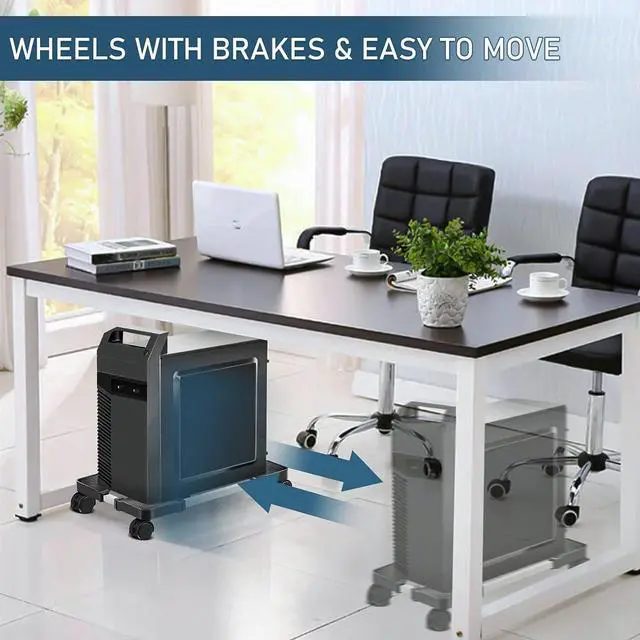 Alt view image 3 of 7 - Aigrous Mobile CPU Stand Adjustable Computer Tower Stand with 4 Caster Wheels Fits Most PC